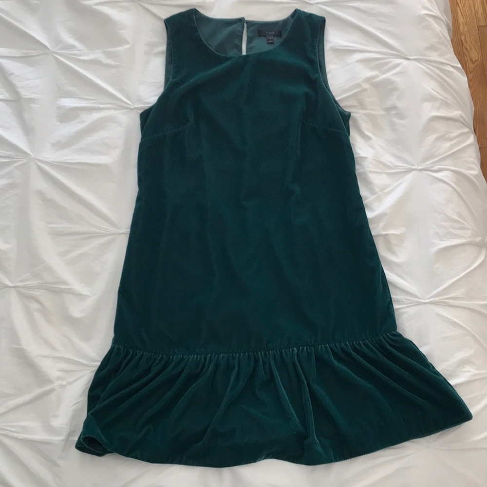 J. Crew velvet ruffle dress